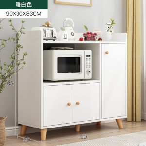 Bufet dapur multifungsi minimalis dengan warna wood & white. Ruang penyimpanan luas pada bufet dapur multifungsi. Bufet dapur serbaguna untuk berbagai ruangan di rumah. Bufet dapur dengan material MDF berkualitas tinggi. Teknologi anti jamur dan anti rayap pada bufet dapur.