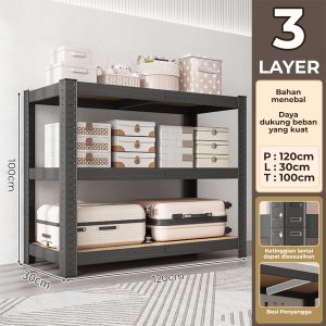 Rak penyimpanan dengan bahan kayu yang kokoh dan awet. Rak penyimpanan multifungsi 3 tingkat dengan desain minimalis. Rak 3 tingkat multifungsi ditempatkan di ruang tamu. Rak penyimpanan serbaguna di dapur untuk menyimpan peralatan masak.